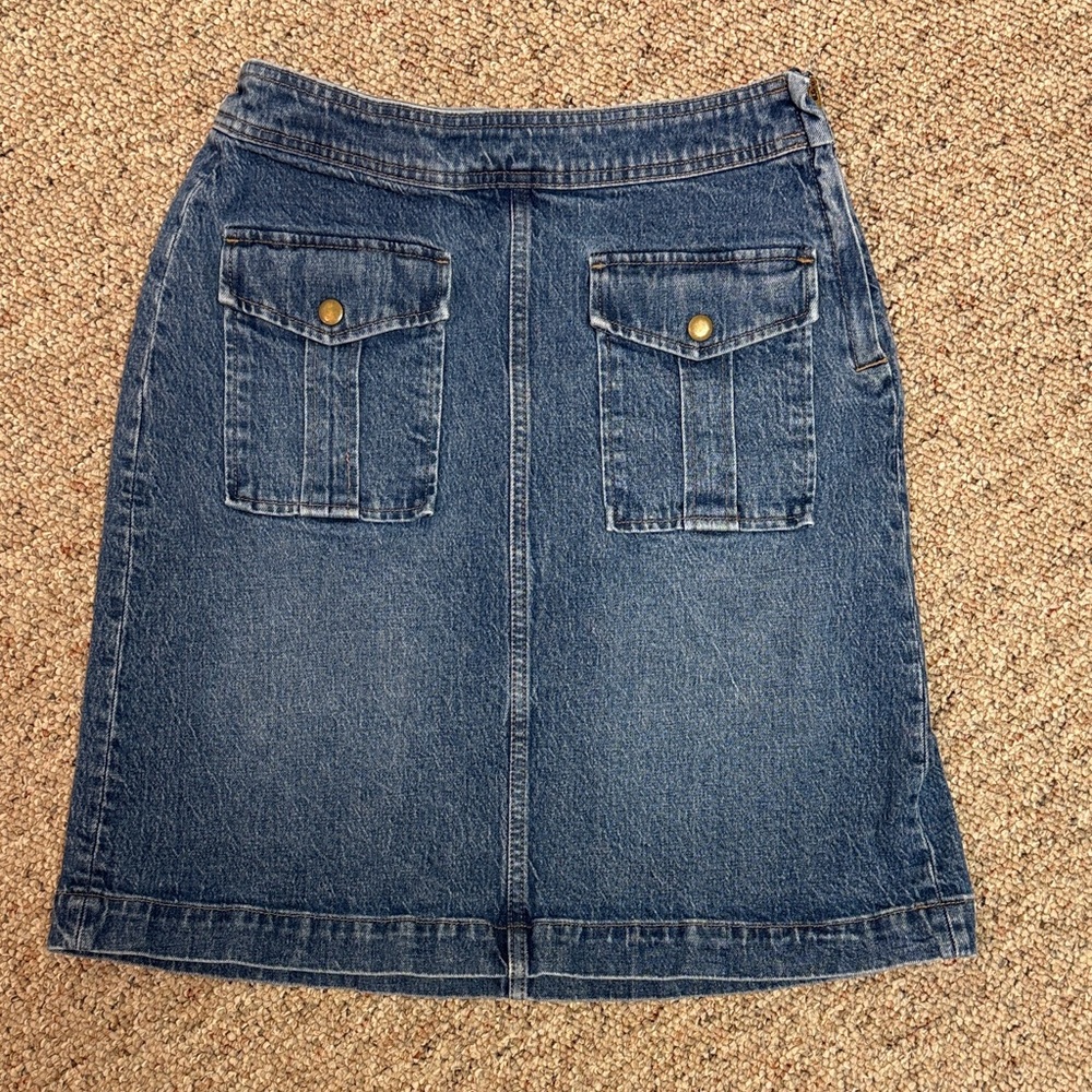 J Crew Denim Blue Mini- Skirt, size 28, measures 20” in length